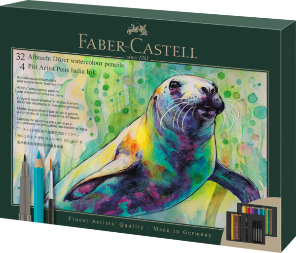 SET CADOU 32 CREIOANE COLORATE A.DURER + 4 PITT ARTIST PEN + PENSULA FABER-CASTELL – poza 1