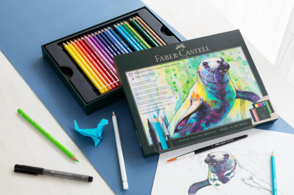 SET CADOU 32 CREIOANE COLORATE A.DURER + 4 PITT ARTIST PEN + PENSULA FABER-CASTELL – poza 4