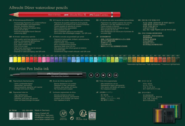 SET CADOU 40 CREIOANE COLORATE A.DURER + 5 PITT ARTIST PEN + PENSULA FABER-CASTELL – poza 2