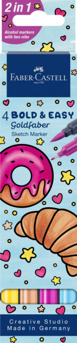 SKETCH MARKER 2 CAPETE SET 4 BOLD AND EASY II GOLDFABER FABER-CASTELL – poza 1