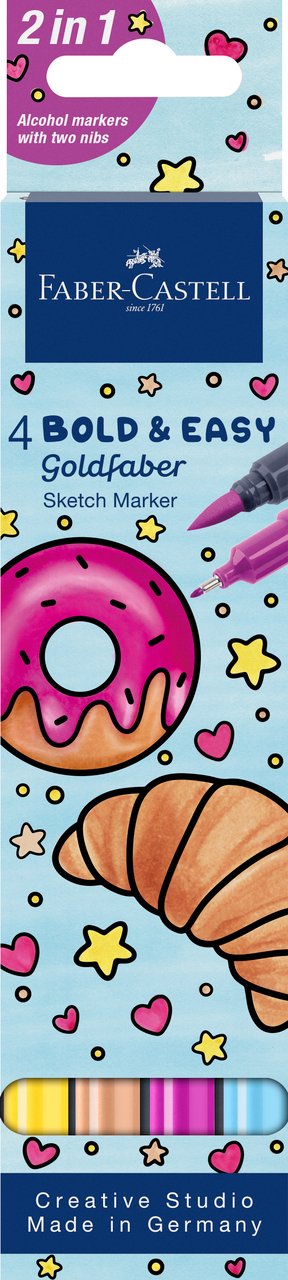 SKETCH MARKER 2 CAPETE SET 4 BOLD AND EASY II GOLDFABER FABER-CASTELL – poza 1
