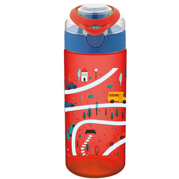 STICLA APA PT COPII TRITAN SOFT TOUCH 500ML CU DESCHIDERE AUTOMATA SI MANER TRANSPORT T-0108 NOKI – poza 3