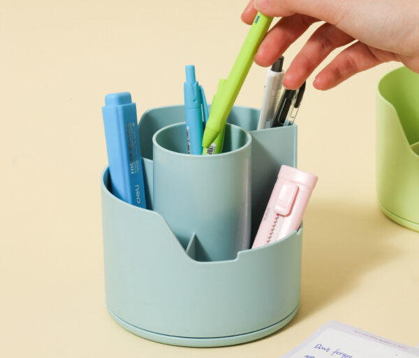SUPORT ROTATIV INSTRUMENTE DE SCRIS 4 COMPARTIMENTE VERNIL LONGREEN PLASTIC RECICLAT DELI – poza 2