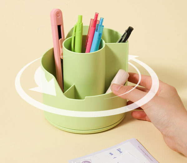SUPORT ROTATIV INSTRUMENTE DE SCRIS 4 COMPARTIMENTE VERNIL LONGREEN PLASTIC RECICLAT DELI – poza 3