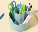 SUPORT ROTATIV INSTRUMENTE DE SCRIS 4 COMPARTIMENTE BLEU LONGREEN PLASTIC RECICLAT DELI – poza 4