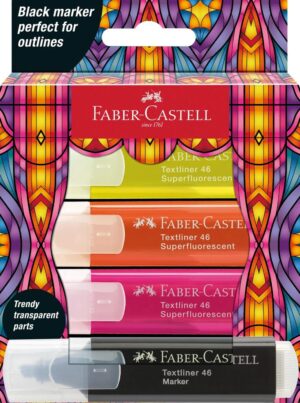 TEXTMARKER SET 4 SUPERFLUORESCENT EDITIE SPECIALA GLASSY FABER-CASTELL – poza 1