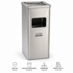 Coș inox cu scrumieră  — finisaj brushed & polish, 35 L | SMR – poza 1