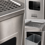 Coș inox cu scrumieră  — finisaj brushed & polish, 35 L | SMR – poza 2