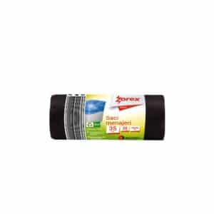 Saci menajeri Zorex Basic, 35L, negru, 50x60 cm, 50 buc/rolă – poza 1