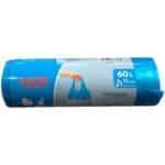 Saci menajeri cu manere HDPE 60l albastru, 15 buc/rola – poza 1