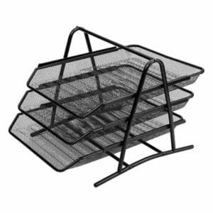 Set 3 tavite metalice culisante tip Mesh, negru – poza 1