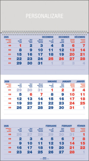 CALENDAR PERETE TRIPTIC ALBASTRU 12 FILE EGO – poza 1