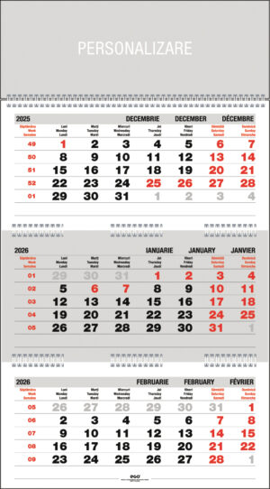 CALENDAR PERETE TRIPTIC PLIAT 3 X 12 FILE EGO – poza 1