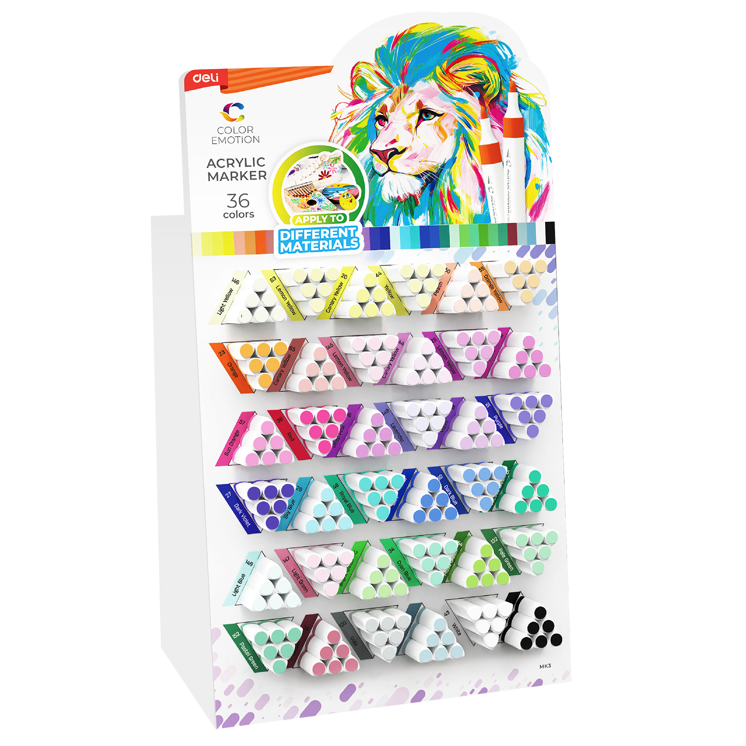 DISPLAY 216 BUC MARKER ACRILIC COLOR EMOTION DELI – poza 1