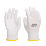 MANUSI PROTECTIE PERECHE 2 BUC POLIESTER CAUCIUCAT ALBE XL DELI – poza 1