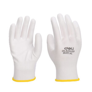 MANUSI PROTECTIE PERECHE 2 BUC POLIESTER CAUCIUCAT ALBE XL DELI – poza 1