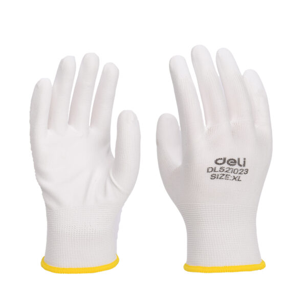 MANUSI PROTECTIE PERECHE 2 BUC POLIESTER CAUCIUCAT ALBE XL DELI – poza 1