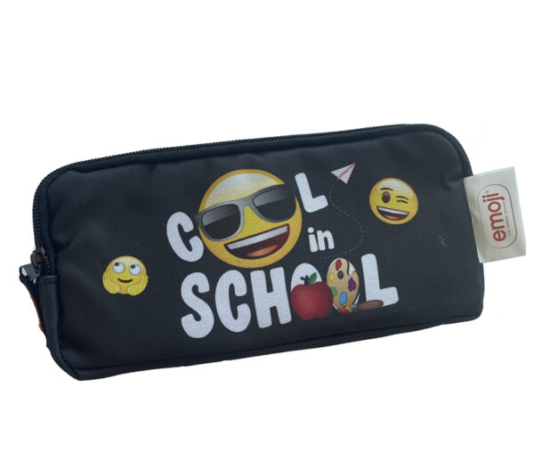 PENAR ETUI DREPTUNGHIULAR 3 FERMOARE NEGRU SCHOOL EMOJI PIGNA – poza 1