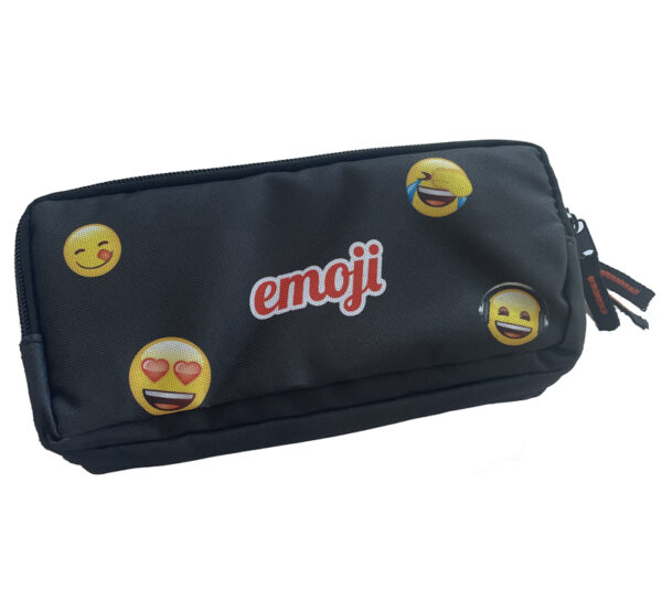 PENAR ETUI DREPTUNGHIULAR 3 FERMOARE NEGRU SCHOOL EMOJI PIGNA – poza 2
