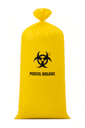 Sac galben Biohazard 120L – 70x110 cm, LDPE 50 mic, 10 buc/rolă – poza 1