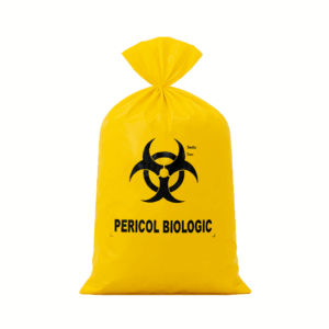 Sac galben Biohazard 25L – pericol biologic, 50 microni, 20 buc/rolă – poza 1