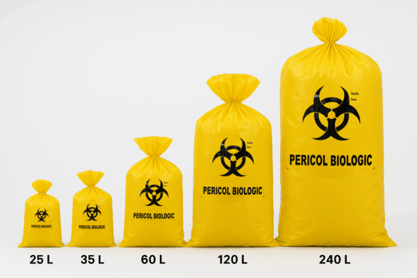 Saci pericol biologic 60L, 50 microni, 50 buc/set – poza 2