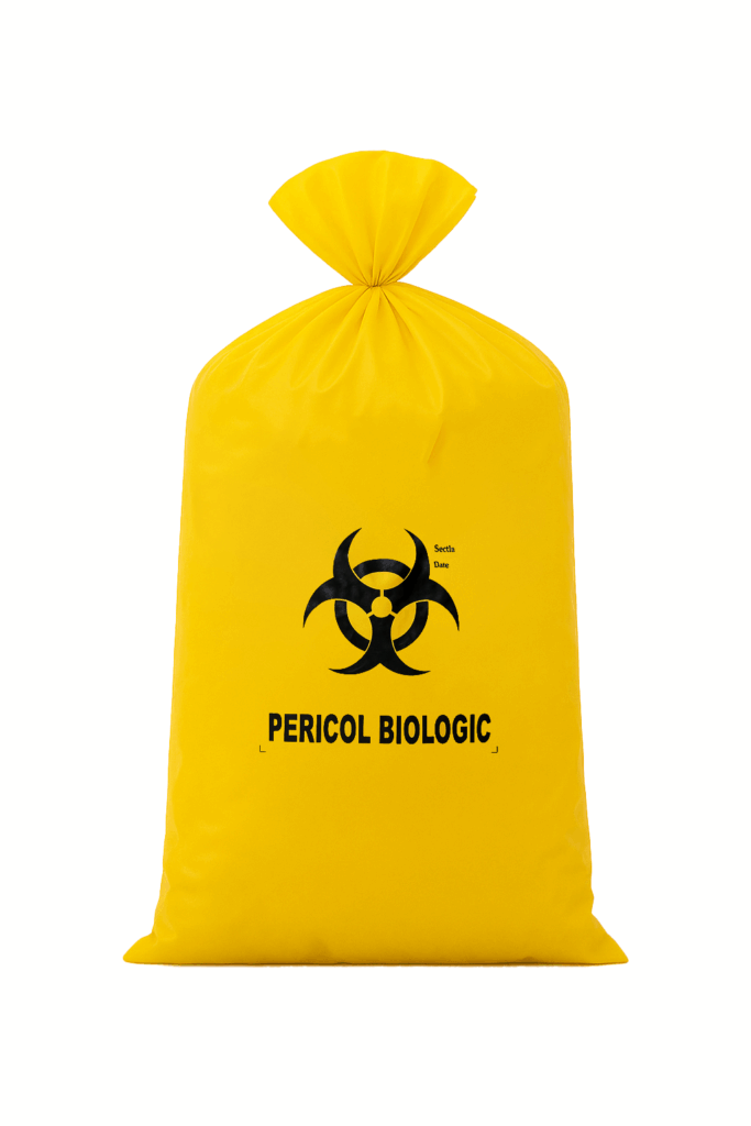 Saci pericol biologic 60L, 50 microni, 50 buc/set – poza 1