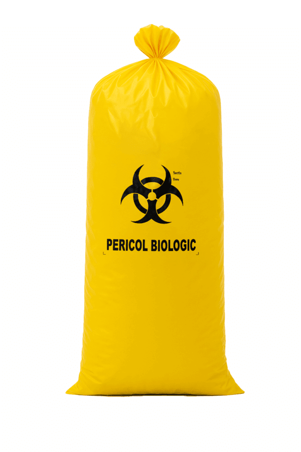 Sac galben Biohazard 240L – 70x130 cm, LDPE 50 mic, 25 buc/set – poza 1