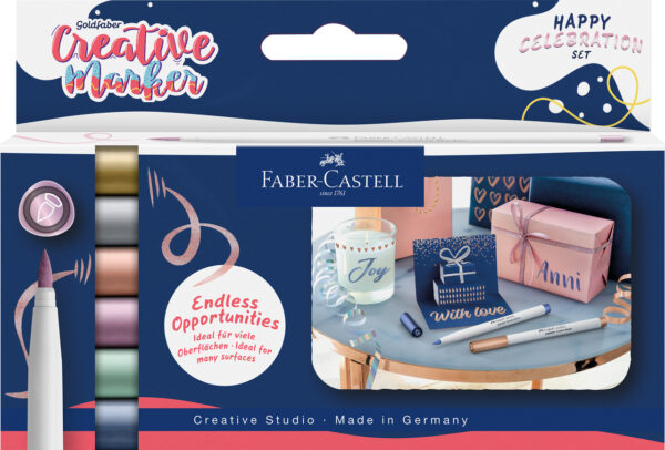 SET 6 MARKERE CREATIVE GOLDFABER CULORI METALIZATE HAPPY CELEBRATION FABER-CASTELL – poza 1