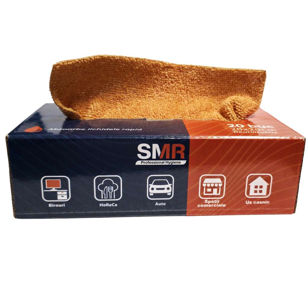 Lavete microfibră 20×20 cm – cutie pop-up, 20 buc/set | SMR – poza 1
