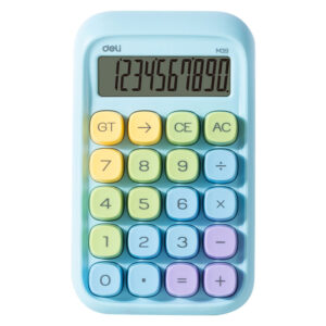 CALCULATOR BIROU 10DIG TASTE MULTICOLORE ALBASTRU DELI – poza 1