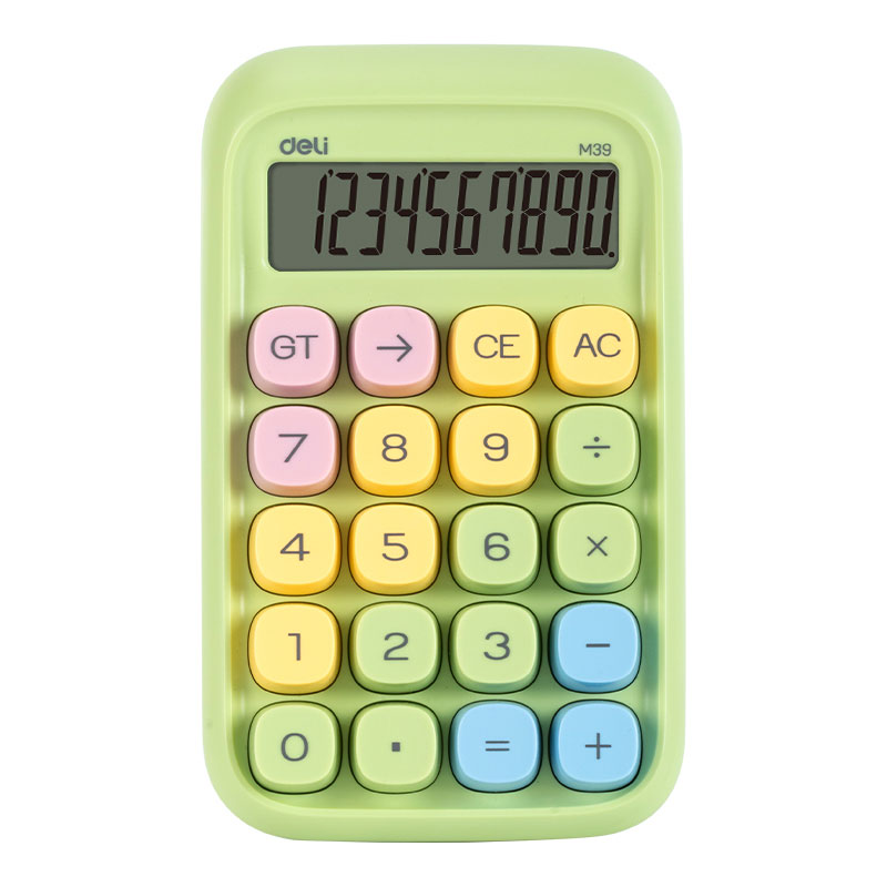 CALCULATOR BIROU 10DIG TASTE MULTICOLORE VERDE DELI – poza 1