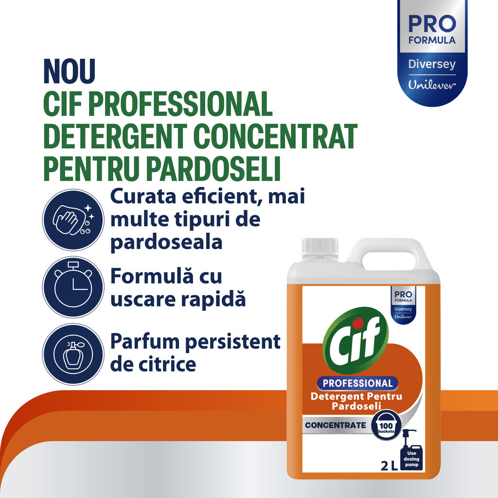 Cif Professional Detergent Concentrat pentru Pardoseli 2L — 100 doze | Parfum Citrice – poza 1