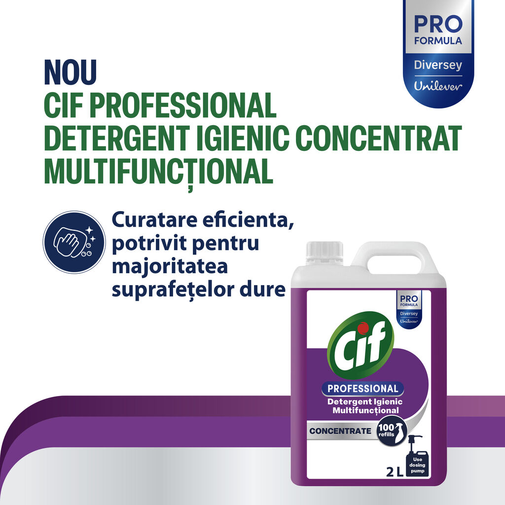 Cif Professional Detergent Igienic Multifuncțional Concentrat 2L | 100 doze | HACCP | Pro Formula by Diversey – poza 1