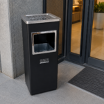 Coș metalic negru cu scrumieră pentru interior — finisaj vopsit, 35 L | SMR – poza 5