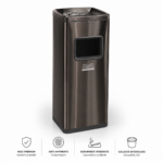 Coș inox cu scrumieră Black Gold, anti-amprentă — premium 50 L | SMR – poza 1