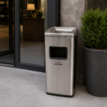 Coș inox cu scrumieră, tratament anti-amprentă — premium 50 L | SMR – poza 5