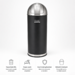 Coș de gunoi inox 80 L cu capac push — corp negru mat, capac inox | SMR – poza 1