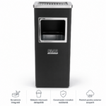 Coș metalic negru cu scrumieră pentru interior — finisaj vopsit, 35 L | SMR – poza 1