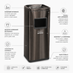 Coș inox cu scrumieră Black Gold, anti-amprentă — premium 50 L | SMR – poza 4