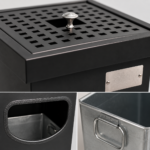 Coș metalic cu scrumieră pentru exterior — negru, 30 L | SMR – poza 2
