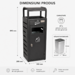 Coș de gunoi exterior cu scrumieră și sertar — 27 L | SMR – poza 3