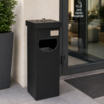 Coș metalic cu scrumieră pentru exterior — negru, 30 L | SMR – poza 4