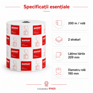 Prosop hârtie rolă Katrin System Medium 2 straturi, 200 m, alb 6role/bax – poza 1