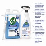 Kit complet detergent geamuri Cif Professional – bidon 2L + pompă dozatoare + flacon cu pulverizator – poza 1